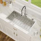 Logmey 33'' Workstation Kitchen Sink - Drop-In Single Bowl - Silver Stainless Steel