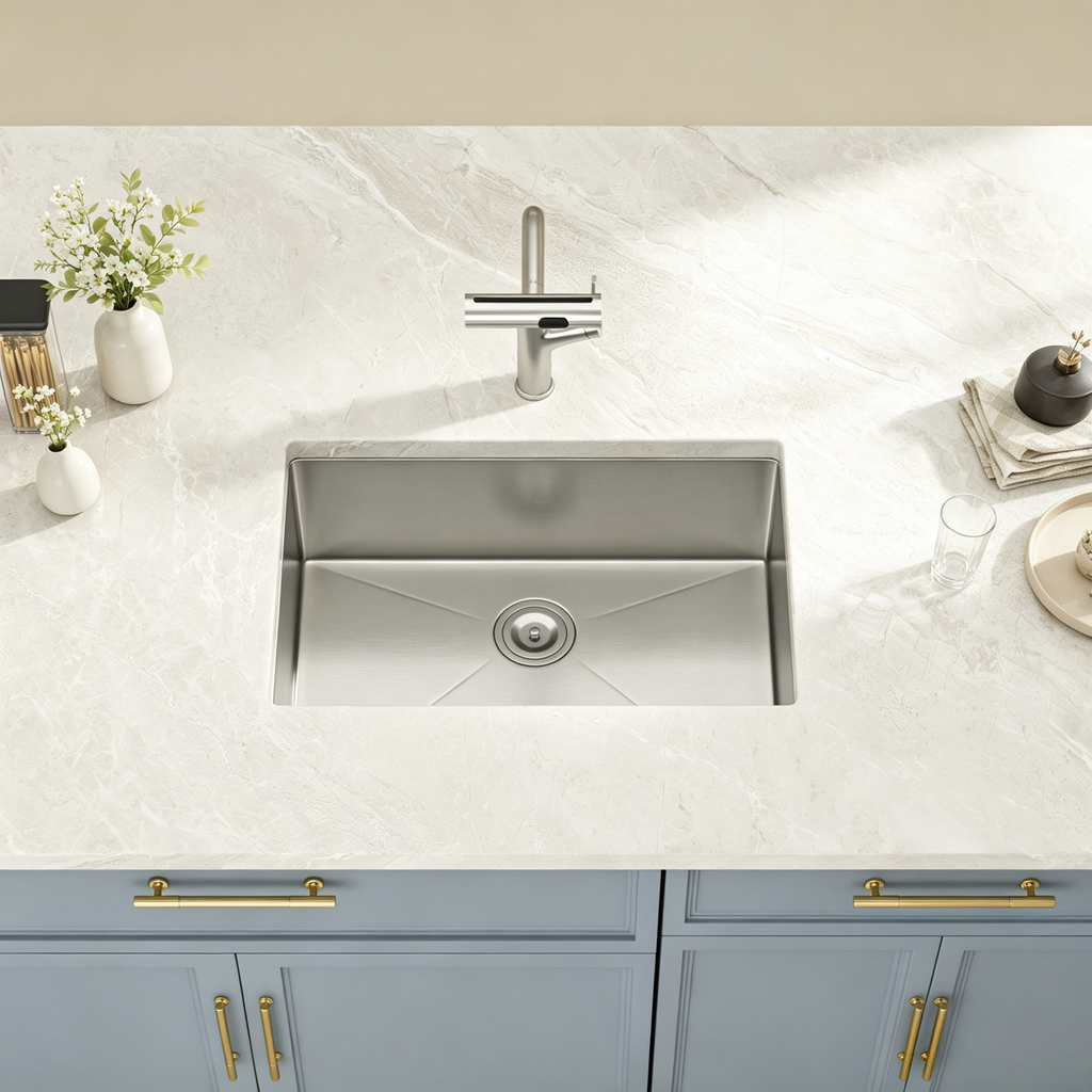 Logmey 26x18 Seamless Undermount Single Bowl Kitchen Sink