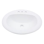 20.3'' White Oval Drop In Bathroom Sink Ceramic Topmount Vanity Sink