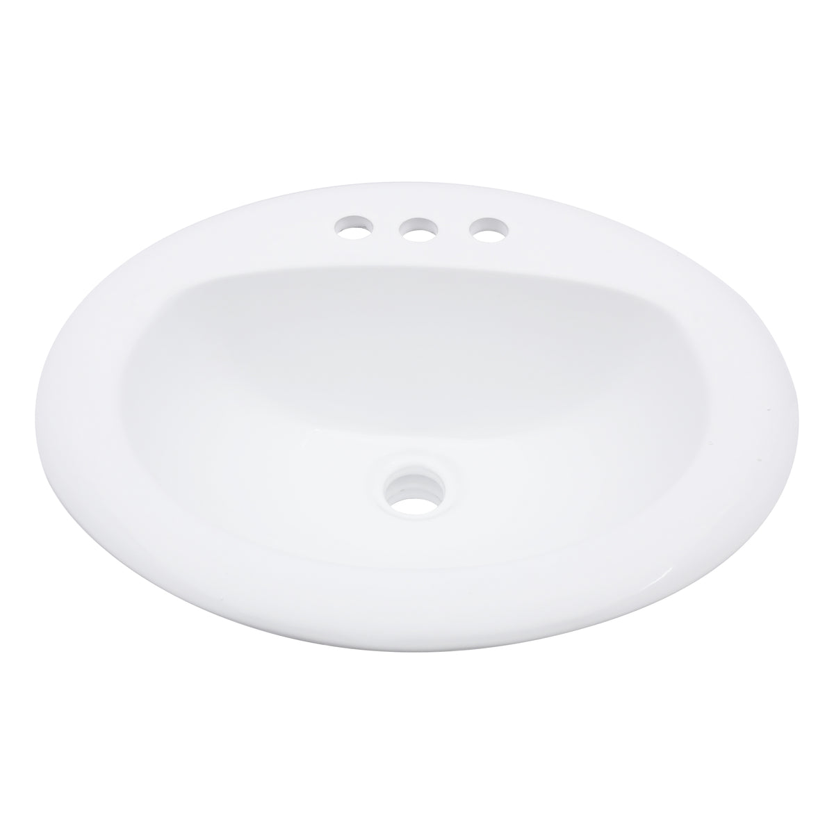 20.3'' White Oval Drop In Bathroom Sink Ceramic Topmount Vanity Sink