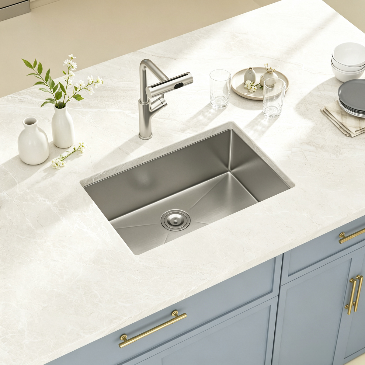 Logmey 26x18 Seamless Undermount Single Bowl Kitchen Sink