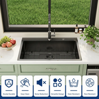 Logmey 30" x 22" Drop-in Kitchen Sink - Gunmetal Black Stainless Steel Single Bowl Topmount Sink