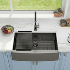 Logmey 33" x 21" Farmhouse Kitchen Sink - 16 Gauge Stainless Steel Single Bowl Apron Front Sink