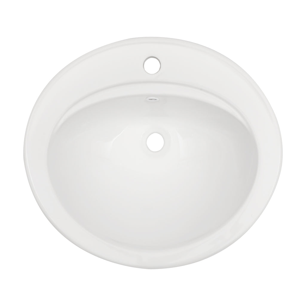 Logmey 21.8 Inch Modern White Oval Topmount Bathroom Sink