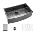 Logmey 33" x 21" Farmhouse Kitchen Sink - 16 Gauge Stainless Steel Single Bowl Apron Front Sink