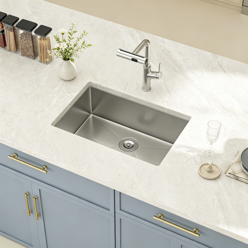Logmey 26x18 Seamless Undermount Single Bowl Kitchen Sink