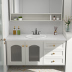20.3'' White Oval Drop In Bathroom Sink Ceramic Topmount Vanity Sink