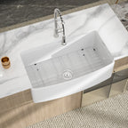 Logmey 33"  x 19"  Single Basin Farmhouse Apron Kitchen Sink White Ceramic