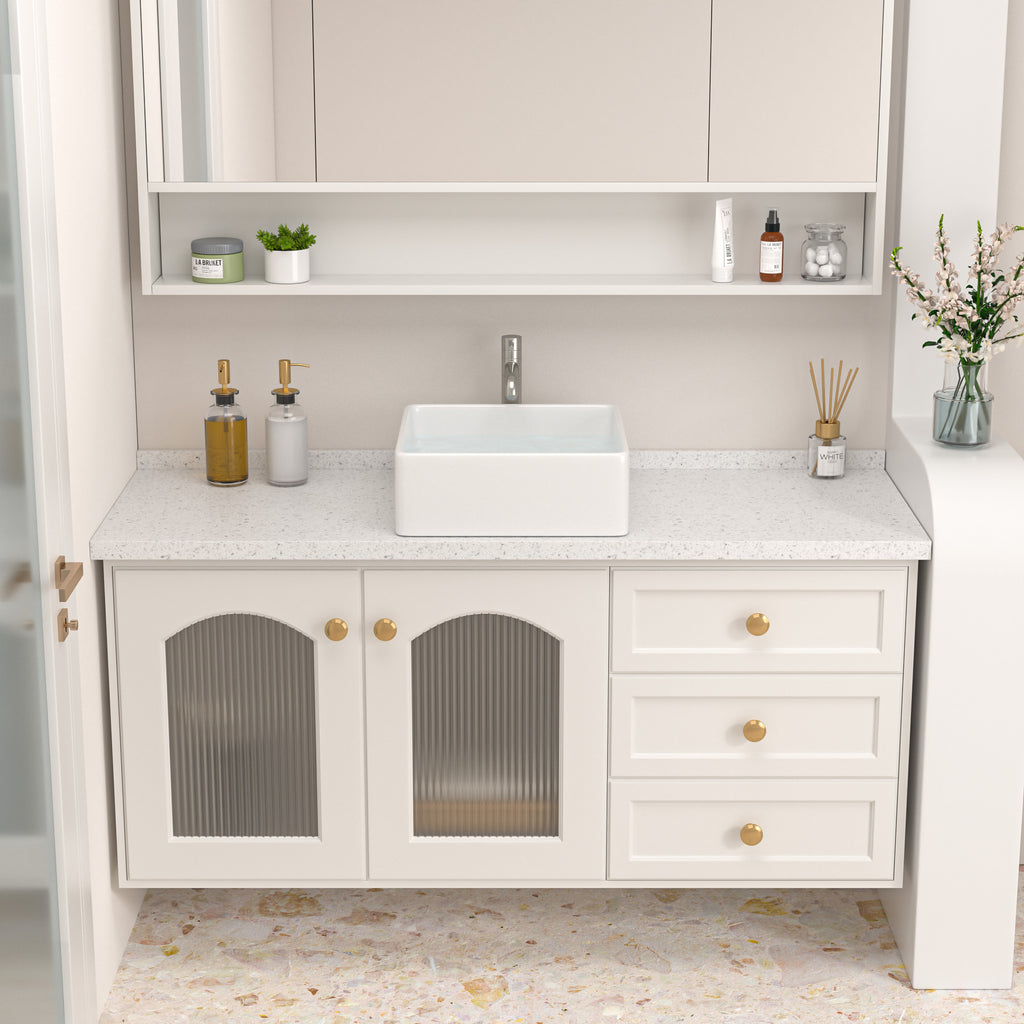 Logmey 15'' x 15'' Square Ceramic Bathroom Vessel Sink