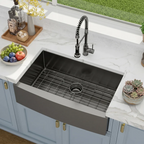 Logmey 33" x 21" Farmhouse Kitchen Sink - 16 Gauge Stainless Steel Single Bowl Apron Front Sink