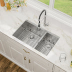 Logmey 30 x 19 Undermount 60/40 Double Bowl Workstation Kitchen Sink