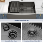 Logmey 33" x 21" Farmhouse Kitchen Sink - 16 Gauge Stainless Steel Single Bowl Apron Front Sink