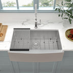 Logmey 33" x 21" Farmhouse Kitchen Sink - 16 Gauge Stainless Steel Single Bowl Apron Front Sink
