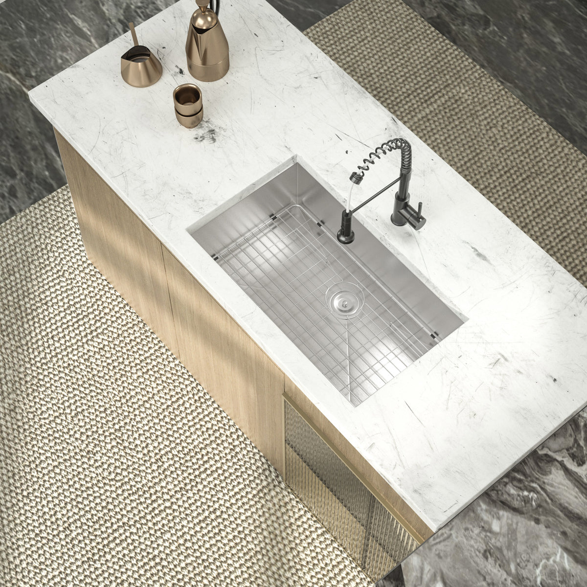 Logmey 32 Inch 16 Gauge Stainless Steel Undermount Kitchen Sink