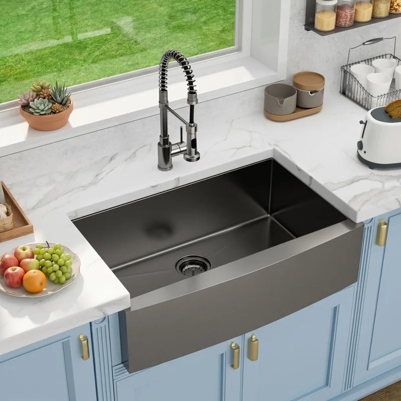 Logmey 33" x 21" Farmhouse Kitchen Sink - 16 Gauge Stainless Steel Single Bowl Apron Front Sink