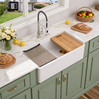 Logmey 33'' x 21''White Quartz Composite Farmhouse Workstation Kitchen Sink