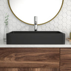 Logmey 24'' x 16'' Matte Black Rectangular Vessel Sink