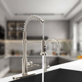 Logmey Pull-Down Kitchen Faucet - Single Handle - Brushed Nickel Metal