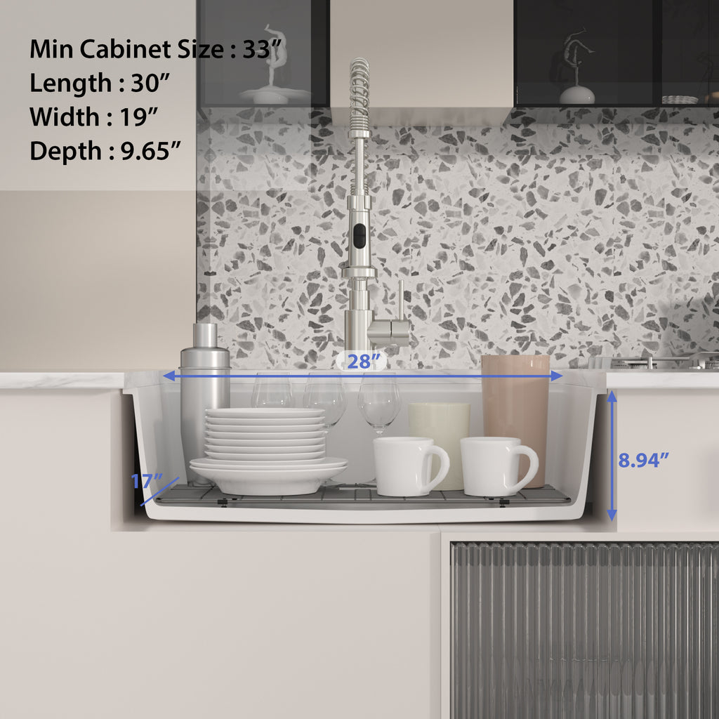 Logmey 30'' x 19 ''Undermount White Quartz Composite Workstation Kitchen Sink