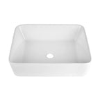 Logmey 19 In Bathroom Vessel Sink Rectangular - 19x15 Inch Rectangle Modern Sink White Porcelain Ceramic Bathroom Sinks Above Counter Lavatory Vanity Sink Art Basin