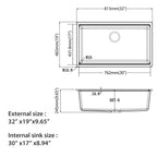 Logmey 32 Inch White Granite Composite Kitchen Sink Workstation