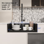 Logmey 32 Inch Black Quartz Composite Kitchen Sink, Undermount Single Bowl Workstation Sink with Drying Rack & Bamboo Cutting Board
