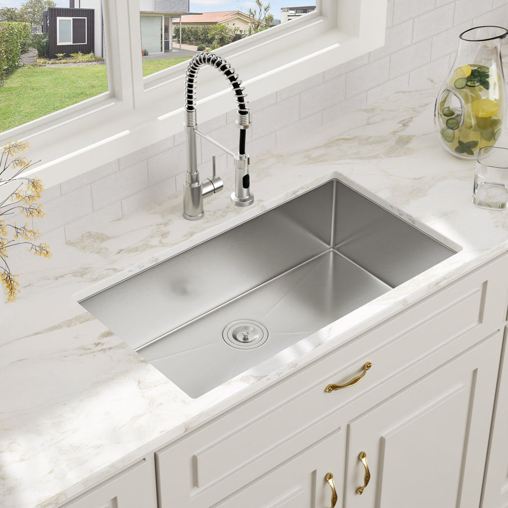 32''Wx19''Lx9''H Undermount Kitchen Sink Brushed S