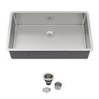 32''Wx19''Lx9''H Undermount Kitchen Sink Brushed Stainless Steel Single Bowl Kitchen Sink with Drain Assembly