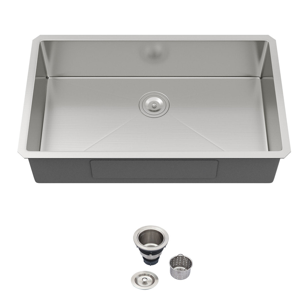32''Wx19''Lx9''H Undermount Kitchen Sink Brushed Stainless Steel Single Bowl Kitchen Sink with Drain Assembly