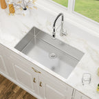32''Wx19''Lx9''H Undermount Kitchen Sink Brushed Stainless Steel Single Bowl Kitchen Sink with Drain Assembly