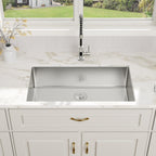 32''Wx19''Lx9''H Undermount Kitchen Sink Brushed Stainless Steel Single Bowl Kitchen Sink with Drain Assembly