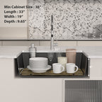 Logmey 33 Inch Black Granite Composite Kitchen Sink Workstation with Brushed Gold Accessories
