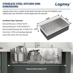 Logmey 33 Inch Topmount Kitchen Sink with Pull-Down Sprayer Faucet & Glass Rinser