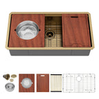Logmey 36'' x 19'' Undermount Workstation Kitchen Sink