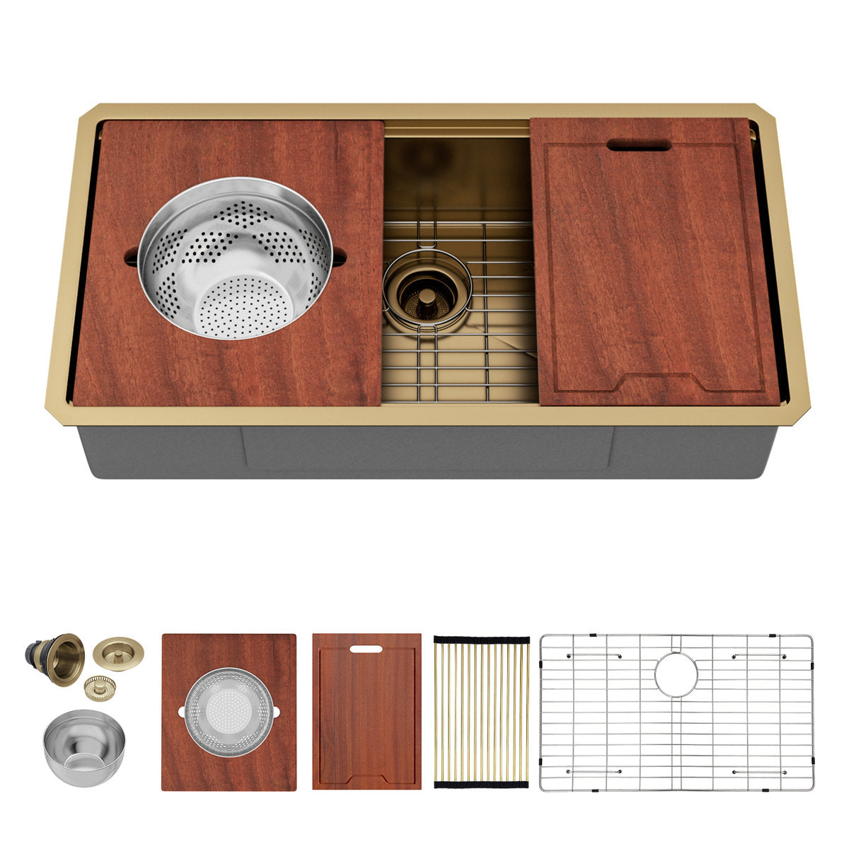 Logmey 36'' x 19'' Undermount Workstation Kitchen Sink