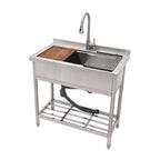 36''x21'' FreeStanding Workstation Utility Commercial Sink Single Bowl Stainless Steel Deep Bowl Laundry Sink with Commercial Kitchen Sink for Garage Outdoor Garden Laundry Room