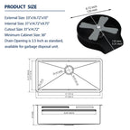 Logmey 33'' Double Step Waterfall Workstation Sink - Undermount Single Bowl with Faucet - Gunmetal Black  Stainless Steel