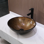 Logmey 16.5" Round Glass Vessel Bathroom Sink - Oil Rubbed Bronze