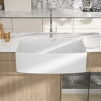Logmey 33"  x 19"  Single Basin Farmhouse Apron Kitchen Sink White Ceramic