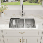 Logmey 30 x 19 Undermount 60/40 Double Bowl Workstation Kitchen Sink