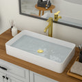 Logmey 24'' x 14''Rectangular Bathroom Vessel Sink - White Ceramic Above-Counter Vanity Art Basin