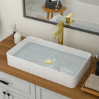 Logmey 24'' x 14''Rectangular Bathroom Vessel Sink - White Ceramic Above-Counter Vanity Art Basin