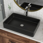 Logmey 24'' x 16'' Matte Black Rectangular Vessel Sink