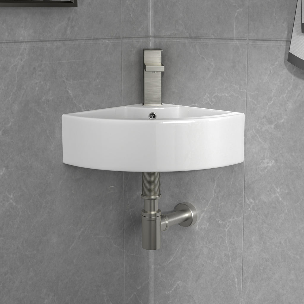 Logmey 18x13 Compact Triangular Floating Wall Mount Bathroom Sink