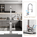 Logmey Pull-Down Kitchen Faucet - Single Handle - Brushed Nickel Metal