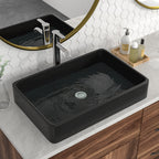 Logmey 24'' x 16'' Matte Black Rectangular Vessel Sink