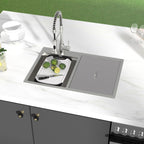 Logmey 30x20 Heavy Duty 16G T304 Stainless Steel Drop-In Double Bowl Sink Combo