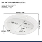 Logmey 21.8 Inch Modern White Oval Topmount Bathroom Sink