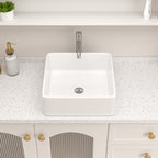 Logmey 15'' x 15'' Square Ceramic Bathroom Vessel Sink