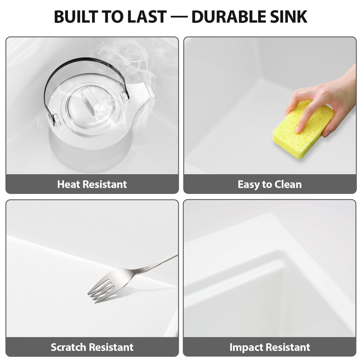 Logmey 33x22 Heavy Duty Glossy White Ceramic Drop-In Culinary Workstation Kitchen Sink Combo